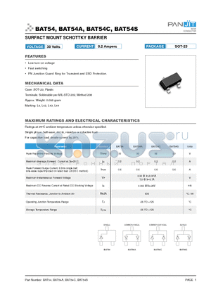 BAT54C datasheet - SURFACT MOUNT SCHOTTKY BARRIER