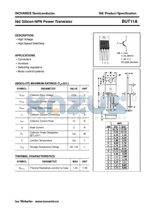 BUT11A datasheet - isc Silicon NPN Power Transistor