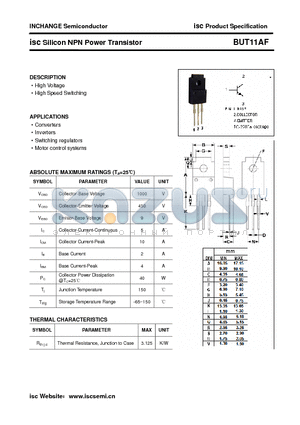 BUT11AF datasheet - isc Silicon NPN Power Transistor