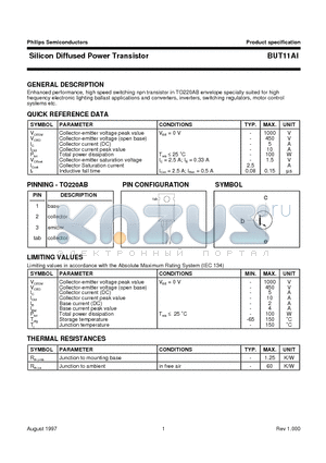 BUT11AI datasheet - Silicon Diffused Power Transistor