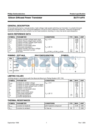 BUT11APX datasheet - Silicon Diffused Power Transistor