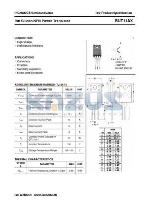 BUT11AX datasheet - isc Silicon NPN Power Transistor