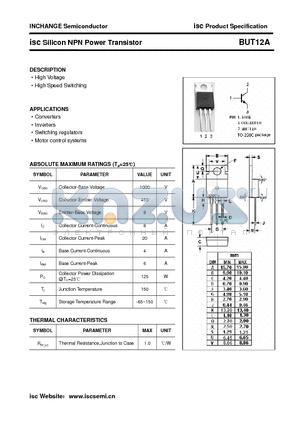 BUT12A datasheet - isc Silicon NPN Power Transistor