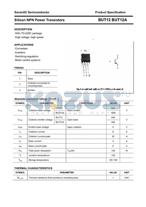 BUT12A datasheet - Silicon NPN Power Transistors