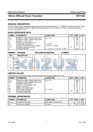 BUT12AI datasheet - Silicon Diffused Power Transistor