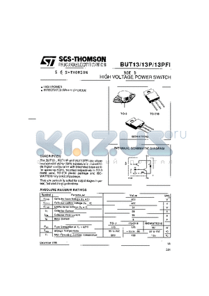 BUT13 datasheet - HIGH VOLTAHGE POWER SWITCH