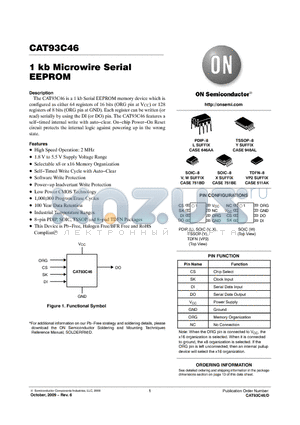 CAT93C46 datasheet - 1 kb Microwire Serial EEPROM