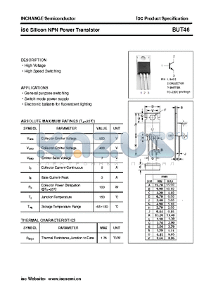 BUT46 datasheet - isc Silicon NPN Power Transistor