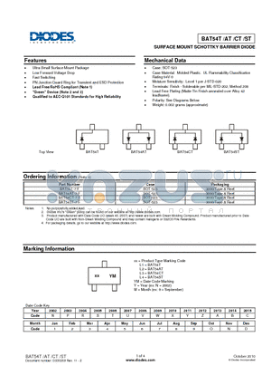 BAT54CT-7-F datasheet - SURFACE MOUNT SCHOTTKY BARRIER DIODE