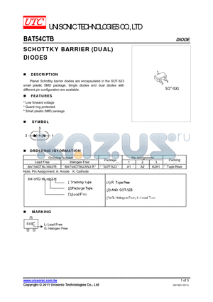 BAT54CTB datasheet - SCHOTTKY BARRIER (DUAL) DIODES