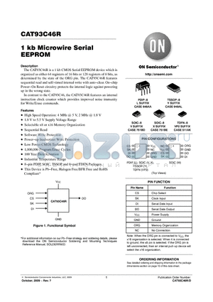 CAT93C46RVI-GT3 datasheet - 1 kb Microwire Serial EEPROM