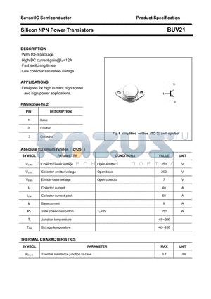 BUV21 datasheet - Silicon NPN Power Transistors