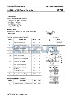 BUV22 datasheet - isc Silicon NPN Power Transistor