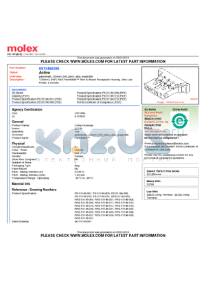 0511460200 datasheet - 1.25mm (.049