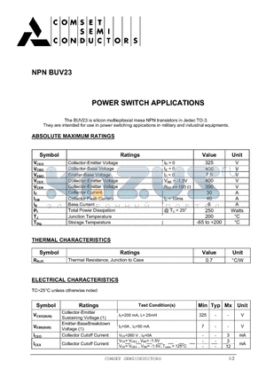 BUV23 datasheet - POWER SWITCH APPLICATIONS