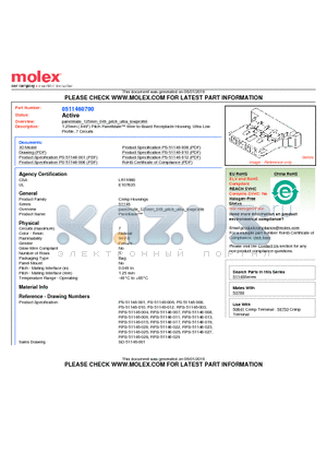 0511460700 datasheet - 1.25mm (.049