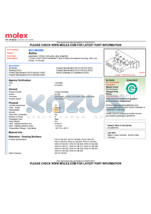 0511461000 datasheet - 1.25mm (.049