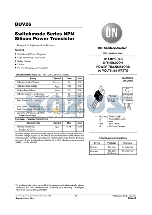 BUV26 datasheet - Switchmode Series NPN Silicon Power Transistor