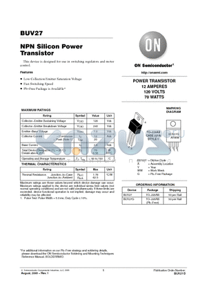 BUV27 datasheet - NPN Silicon Power Transistor