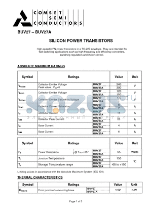 BUV27A datasheet - SILICON POWER TRANSISTORS