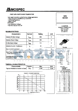 BUV28 datasheet - POWER TRANSISTORS(10A,200V,80W)