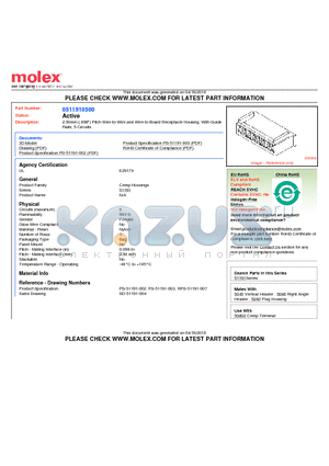 0511910500 datasheet - 2.50mm (.098