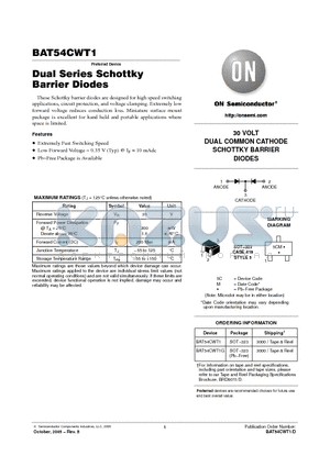 BAT54CWT1G datasheet - Dual Series Schottky Barrier Diodes