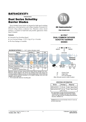 BAT54CXV3T1G datasheet - Dual Series Schottky Barrier Diodes