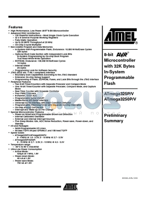 ATMEGA3250P datasheet - 8-bit Microcontroller with 32K Bytes In-System Programmable Flash