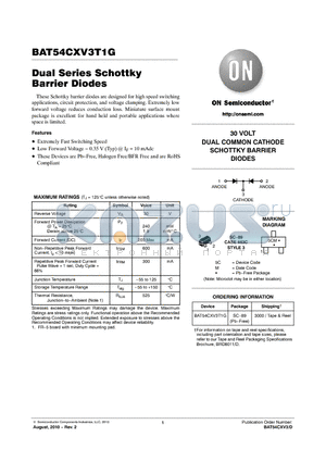 BAT54CXV3T1G datasheet - Dual Series Schottky Barrier Diodes