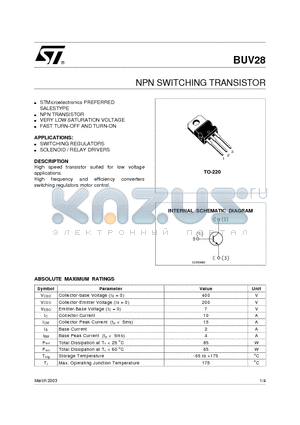 BUV28_03 datasheet - NPN SWITCHING TRANSISTOR