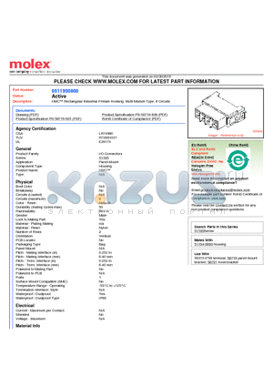 0511950800 datasheet - HMC Rectangular Industrial Female Housing, Multi-Module Type, 8 Circuits