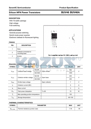 BUV46 datasheet - Silicon NPN Power Transistors