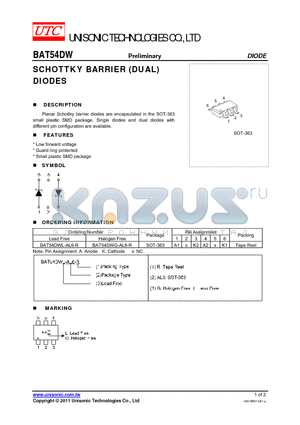 BAT54DWG-AL6-R datasheet - SCHOTTKY BARRIER (DUAL) DIODES