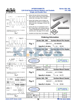 414-43-204-41-117000 datasheet - INTERCONNECTS 2,54 Grid Surface Mount Headers and Sockets Single and Double Row