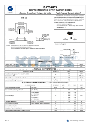 BAT54HT1 datasheet - SURFACE MOUNT SCHOTTKY BARRIER DIODES