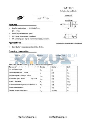 BAT54H datasheet - Schottky Barrier Diode