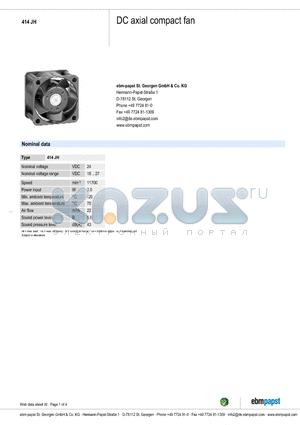 414JH datasheet - DC axial compact fan