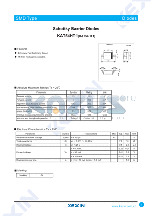 BAT54HT1 datasheet - Schottky Barrier Diodes