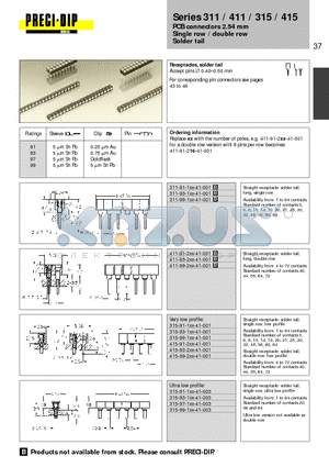 415-93-216-41-001 datasheet - PCB connectors 2.54 mm Single row / double row Solder tail