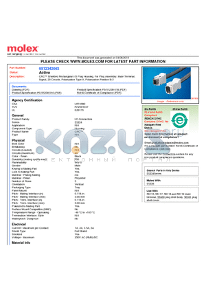 0512342002 datasheet - CRC Shielded Rectangular I/O Plug Housing, For Plug Assembly, Male Terminal,Signal, 20 Circuits, Polarization Type A, Polarization Position B-2