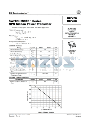 BUV60 datasheet - SWITCHMODE Series NPN Silicon Power Transistor