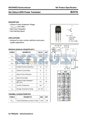 BUV70 datasheet - isc Silicon NPN Power Transistor