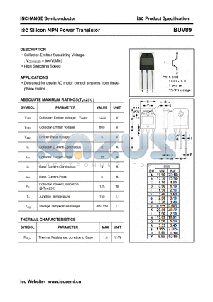 BUV89 datasheet - isc Silicon NPN Power Transistor