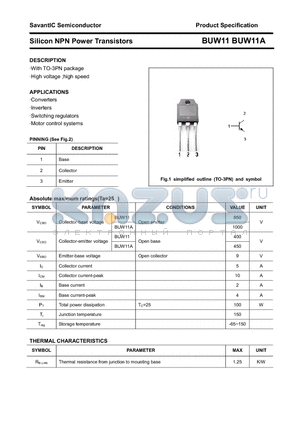 BUW11 datasheet - Silicon NPN Power Transistors