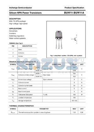 BUW11 datasheet - Silicon NPN Power Transistors