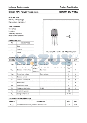 BUW11A datasheet - Silicon NPN Power Transistors