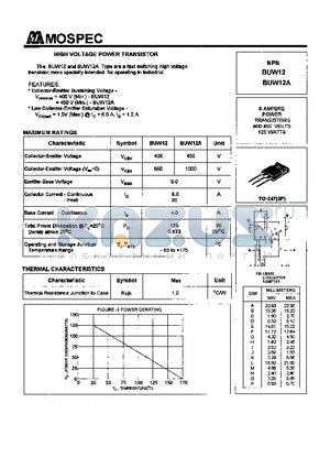 BUW12 datasheet - POWER TRANSISTORS(8A,400-450V,125W)