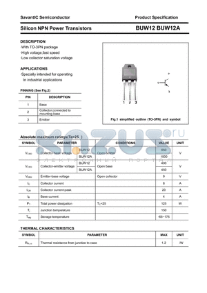 BUW12 datasheet - Silicon NPN Power Transistors