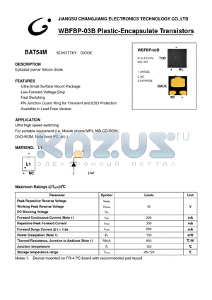 BAT54M datasheet - SCHOTTKY DIODE